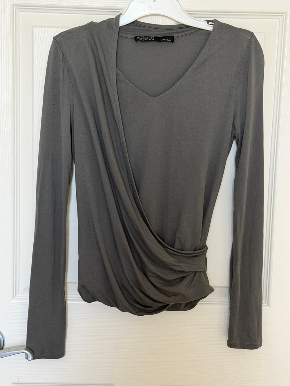 AllSaints Asymmetric Draped Long Sleeve Top